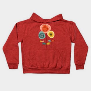 Mid Century Modern Flowers 1 Kids Hoodie